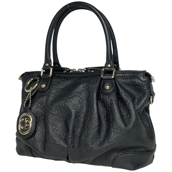 Gucci Sukey GG Leather Black Shoulder Bag Interlocking GG - Picture 1 of 6